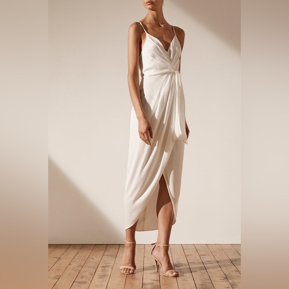 NWT - SHONA JOY Luxe Tie Front Cocktail Dress in IVORY - Picture 6 of 12